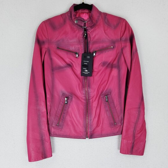 Giorgio Di Mare Jackets & Blazers - Women's Pink Leather Jacket